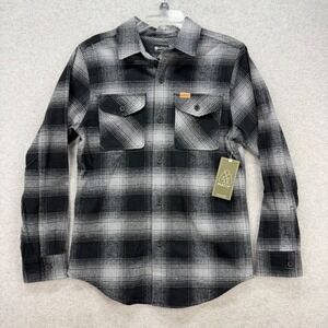 Matix Flannel Shirt Jacket Mens Small Black Grey Plaid Cabincore Lumberjack NEW